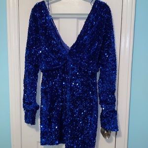 Fashion Nova One and Only Sequin Mini Dress in Royal Blue Size XL